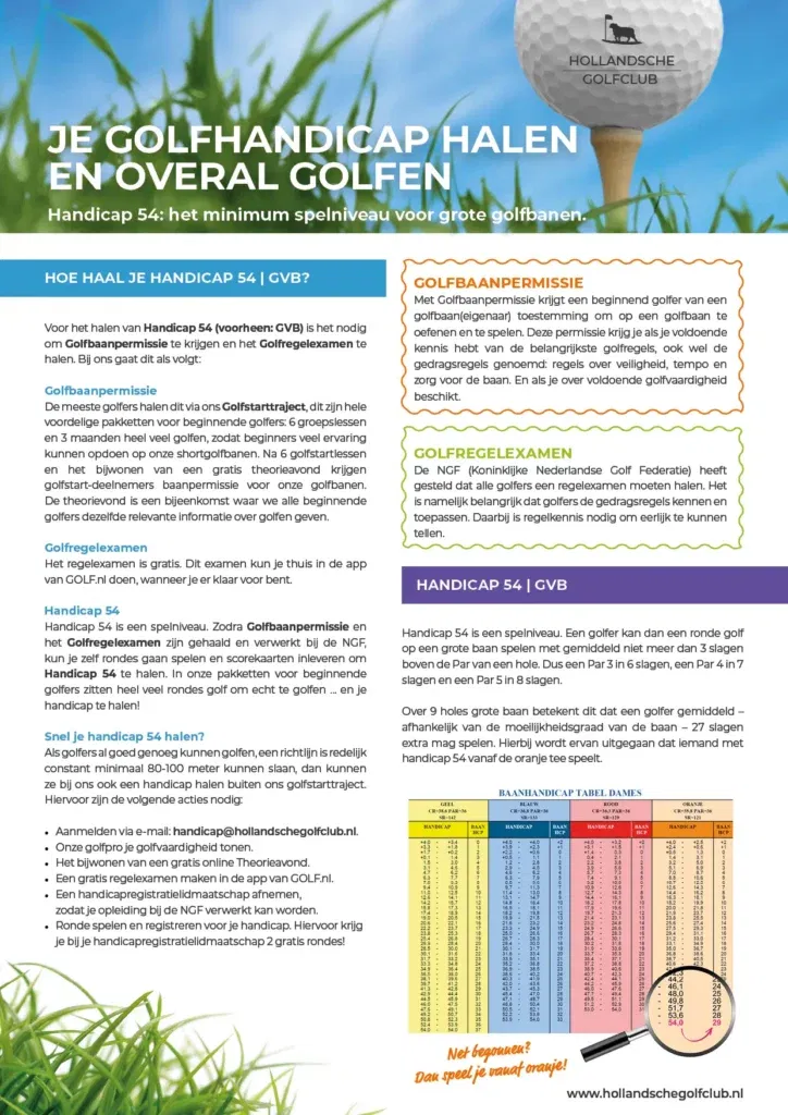Handicap 54 halen via het Golfstarttraject